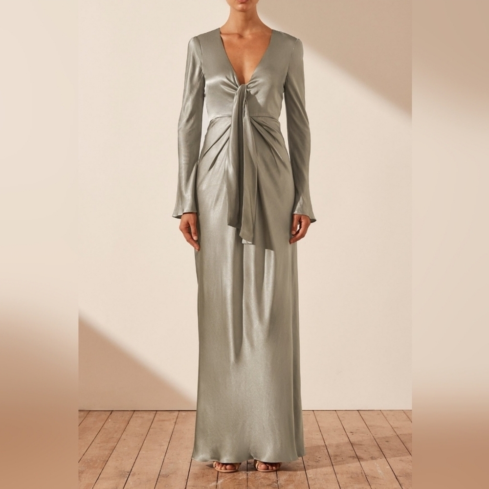 Shona Joy la lune plunged tie front maxi dress